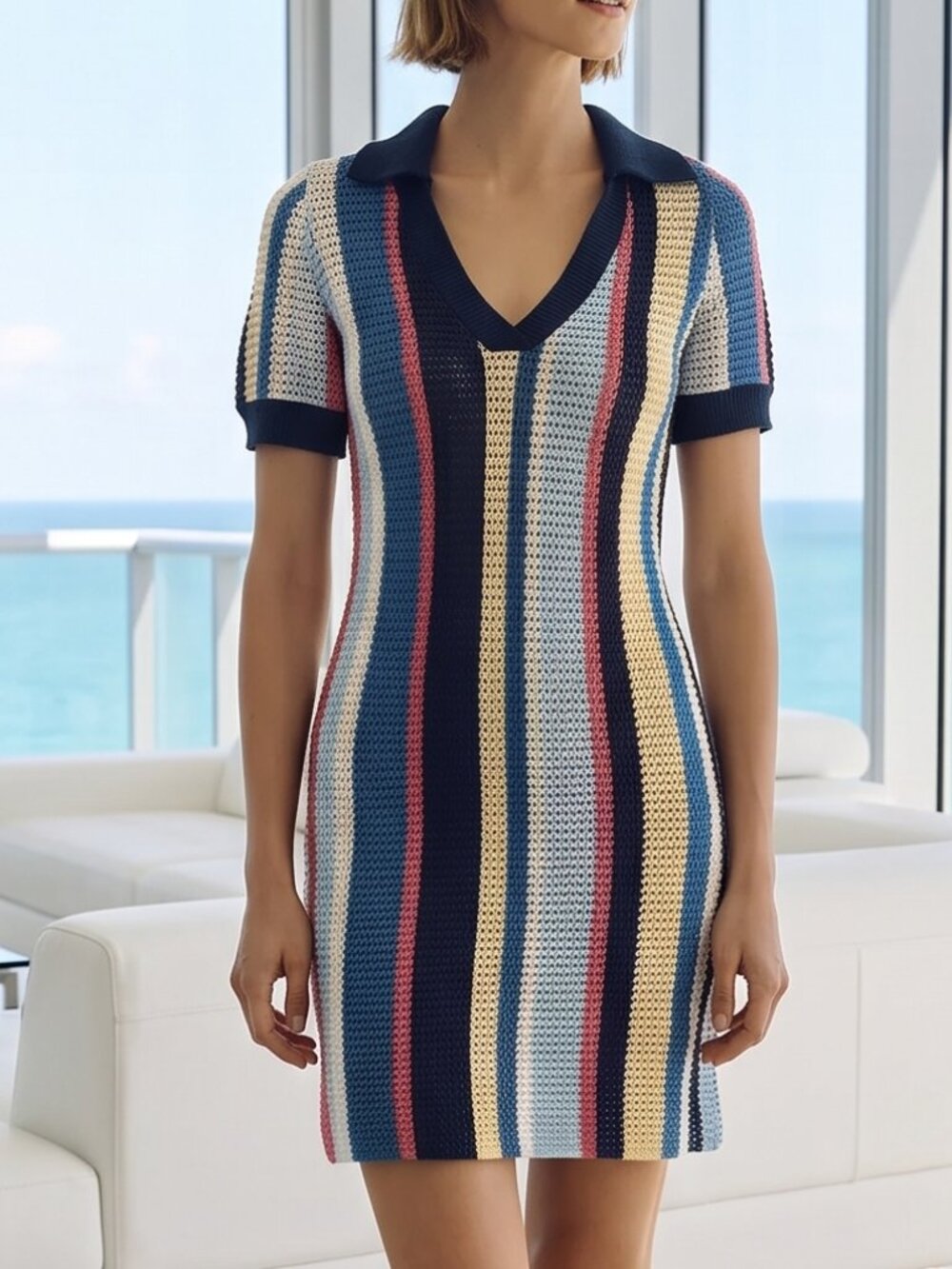 NWT $158 ANTHROPOLOGIE Maeve Collared Knit Mini Dress XS